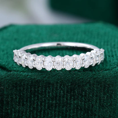 0.80 CT Oval Moissanite Half Eternity Wedding Band 1