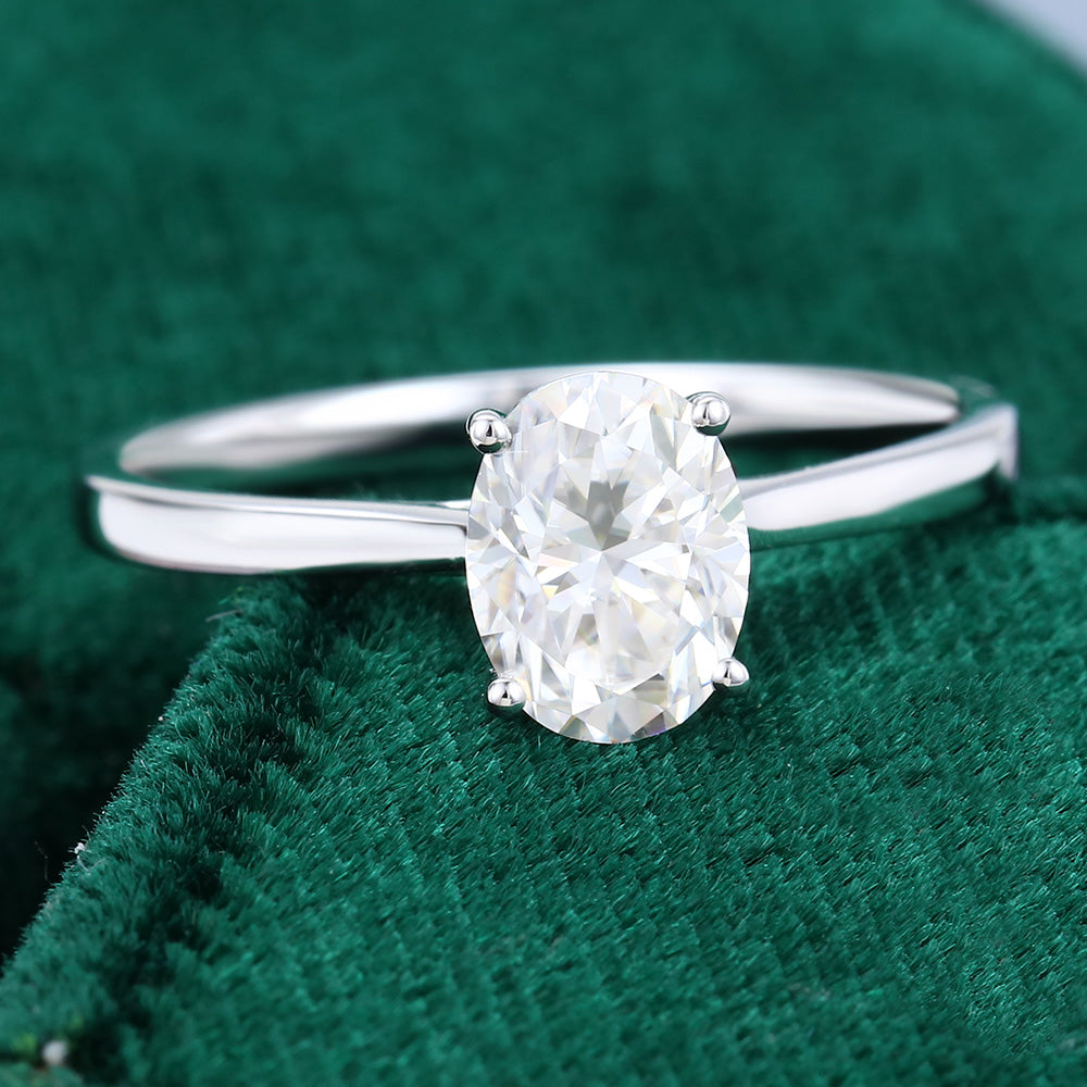 1.33 CT Oval Shaped Moissanite Solitaire Engagement Ring 4