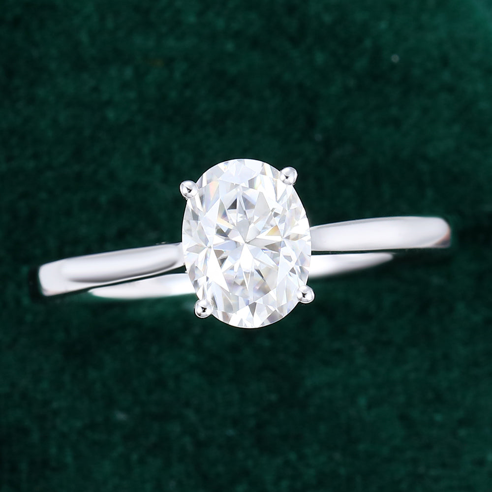 1.33 CT Oval Shaped Moissanite Solitaire Engagement Ring 6