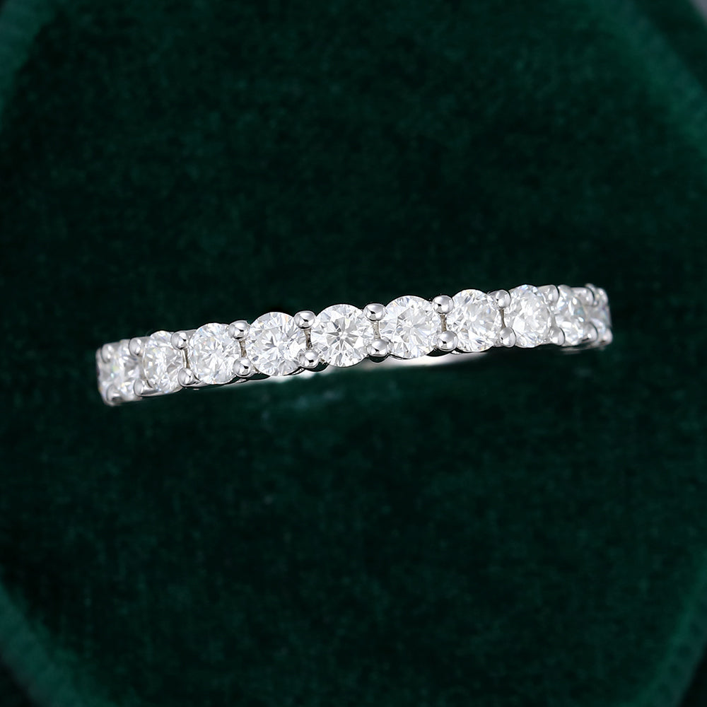 0.78 CT Round Moissanite Half Eternity Wedding Band 5