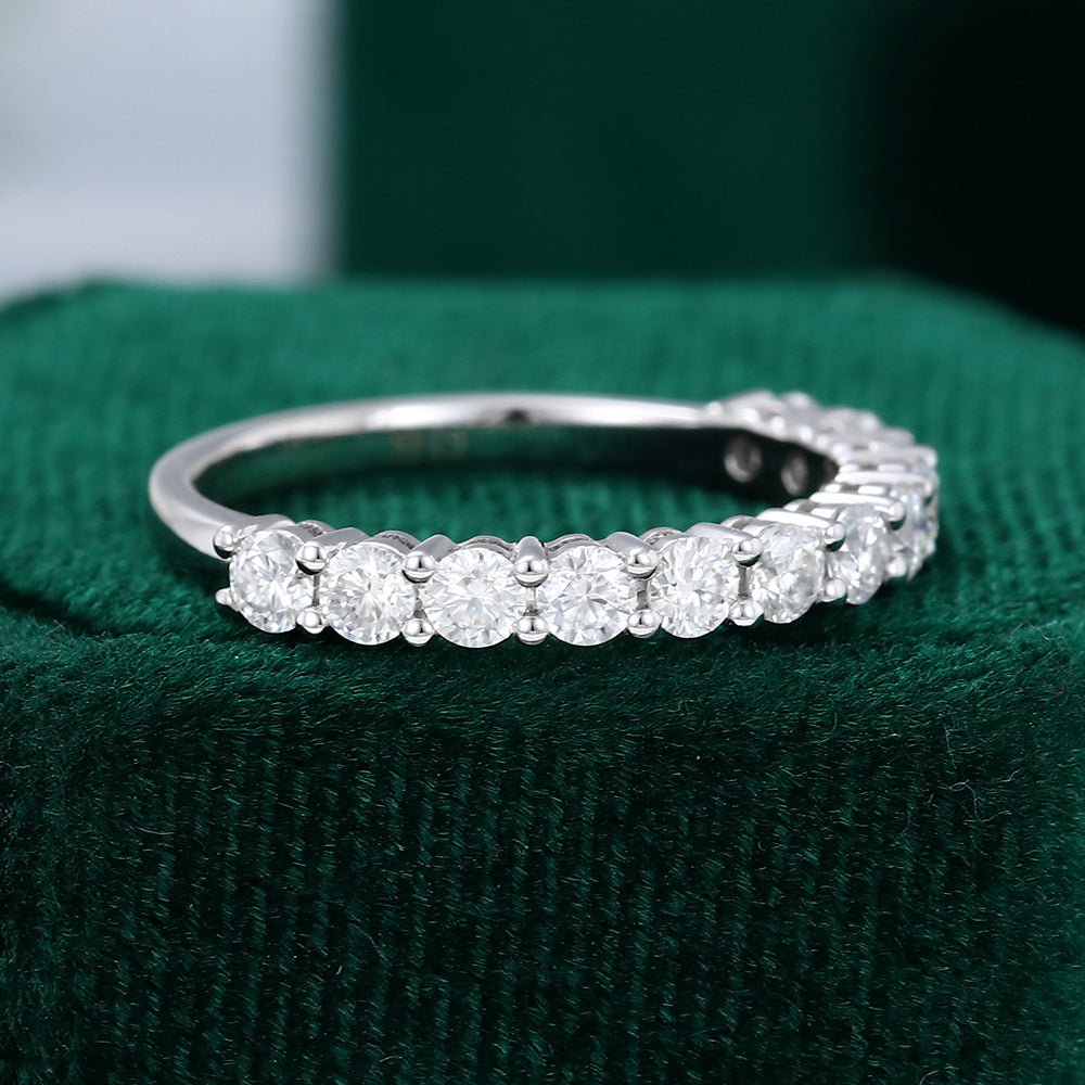 0.78 CT Round Moissanite Half Eternity Wedding Band 3