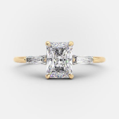 2.3 CT Emerald Three Stone Style Moissanite Engagement Ring 8