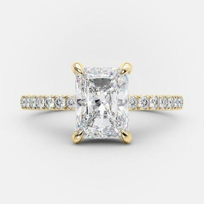 3.51 CT Radiant Cut Solitaire & Hidden Halo Setting Moissanite Engagement Ring 6