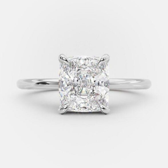 2.7 CT Cushion Solitaire Style Moissanite Engagement Ring 5