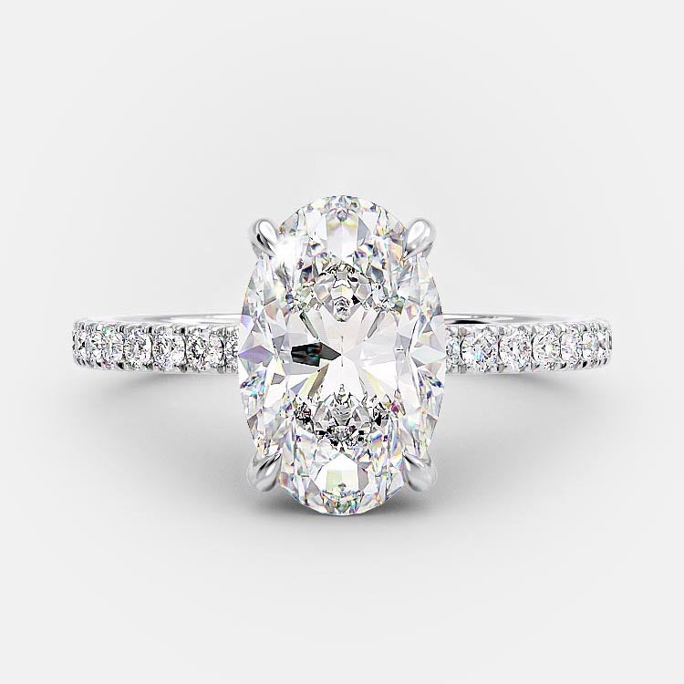 4.0 CT Oval Cut Solitaire & Pave Moissanite Engagement Ring 3