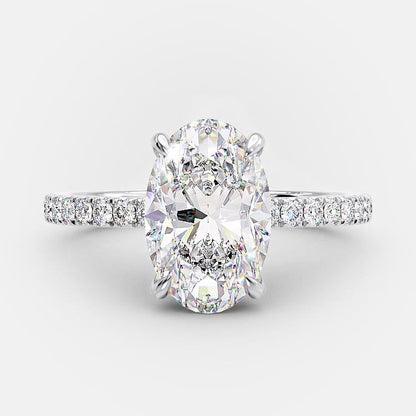 4.0 CT Oval Cut Solitaire & Pave Moissanite Engagement Ring 3