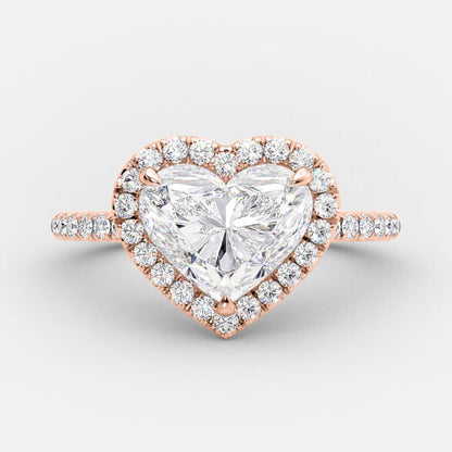 2.0 CT Heart Cut Halo Style Moissanite Engagement Ring 6