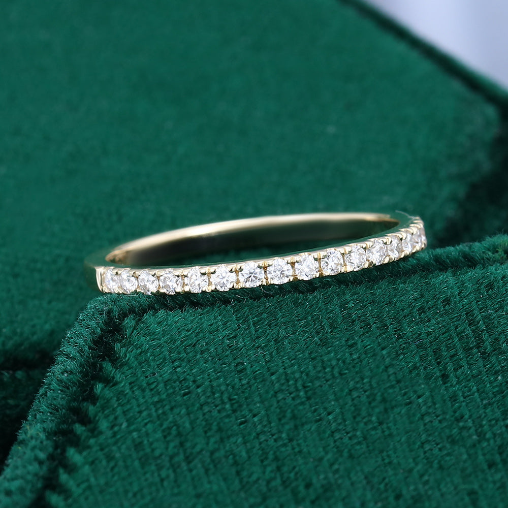 0.25 CT Round Moissanite Half Eternity Wedding Band 3