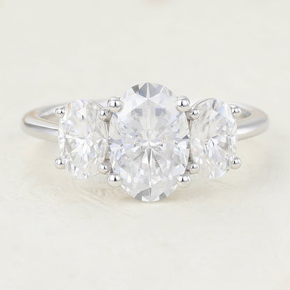 1.91 CT Oval Shaped Moissanite Three Stone Engagement Ring 1