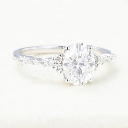 1.33 CT Oval Shaped Moissanite Pave Setting Engagement Ring 4