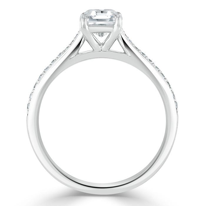 1.0 CT Asscher Cut Solitaire Moissanite Engagement Ring With Chanel Pave Setting 4