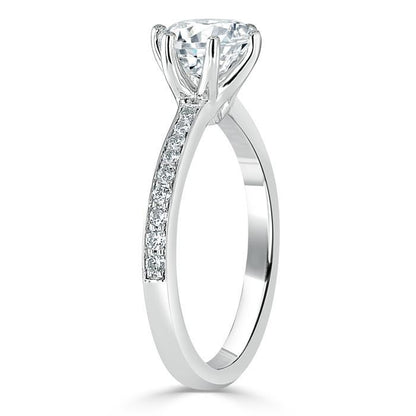 0.75 CT Round Cut Solitaire Moissanite Engagement Ring With Channel Setting 3