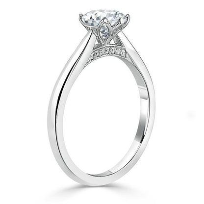 0.75 CT Round Cut Solitaire Moissanite Engagement Ring 3