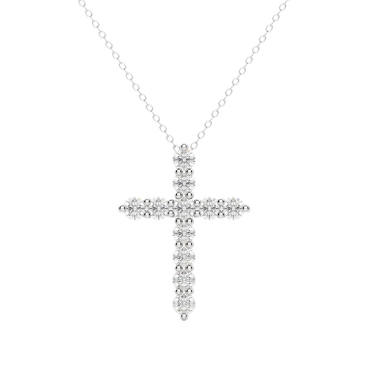 0.17 CT Round Cut Cross Pendant Moissanite Diamond Necklace 3